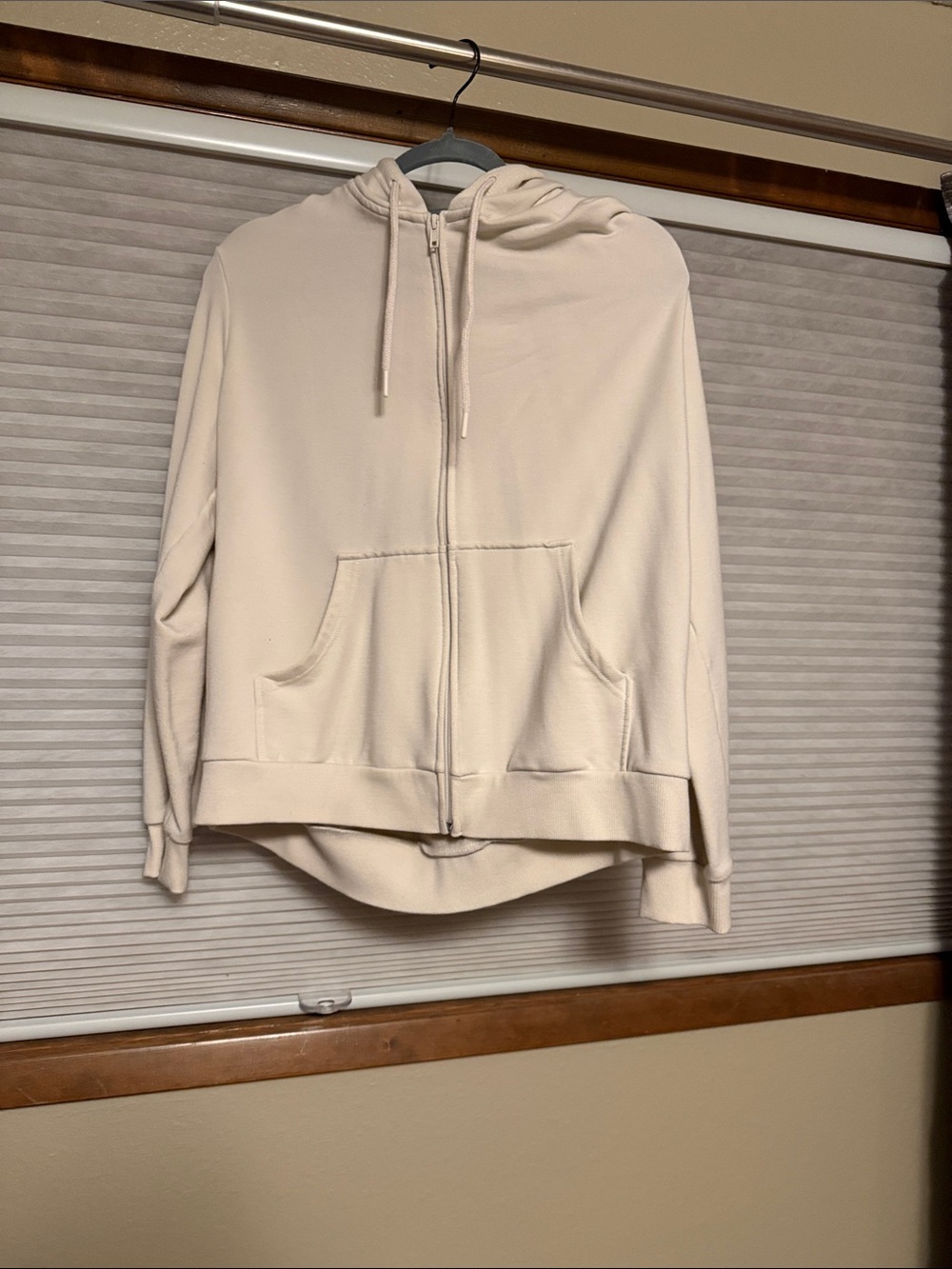 (42)Eddie Bauer Cream Full-Zip Hoodie Jacket